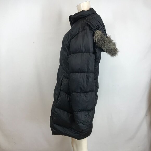 MOUNTAIN HARDWEAR - WOMEN'S MEDIUM - BLACK FULL ZIP HOODED DUCK DOWN PARKA COAT - Picture 6 of 9